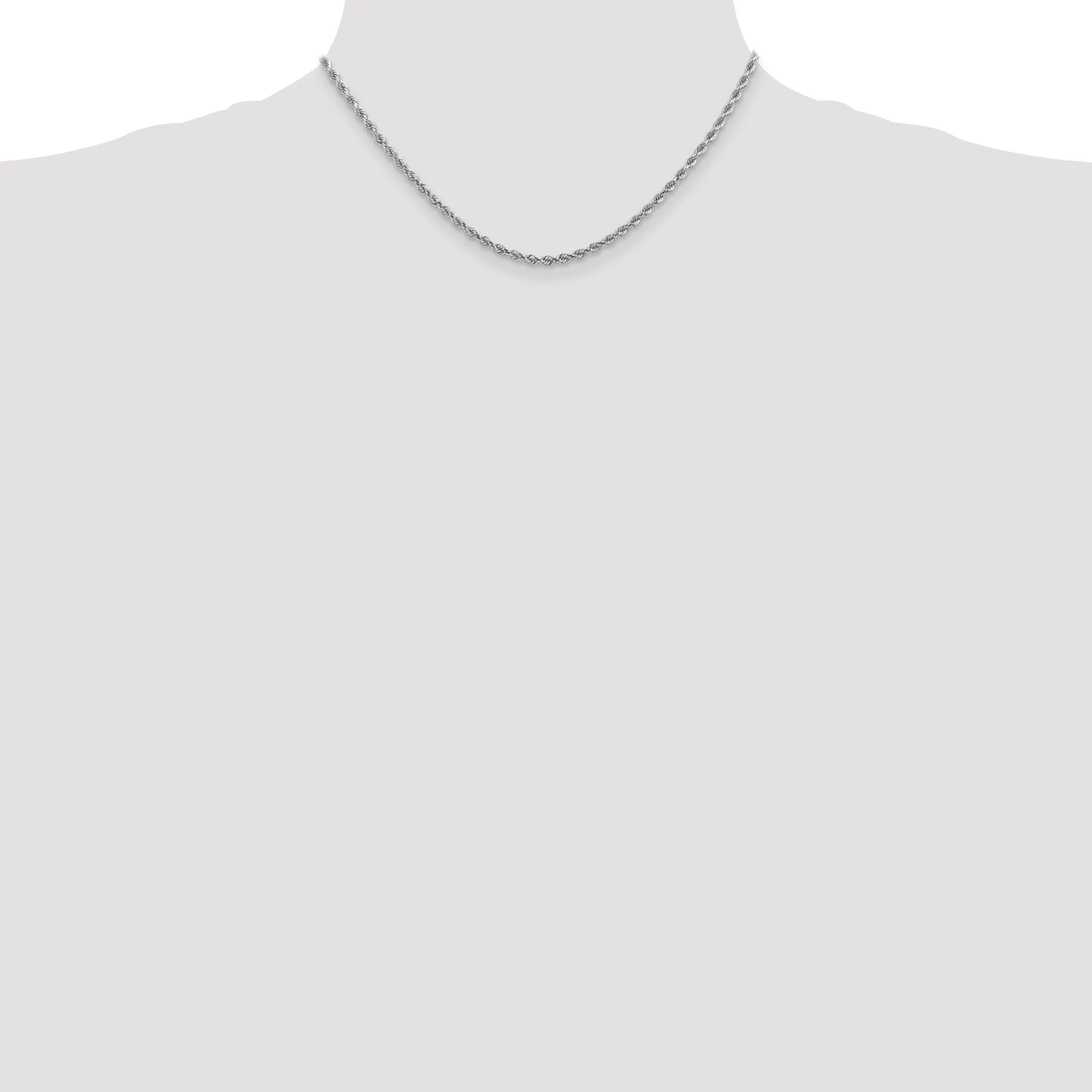 14k White Gold 2.90mm Diamond Cut Rope Chain