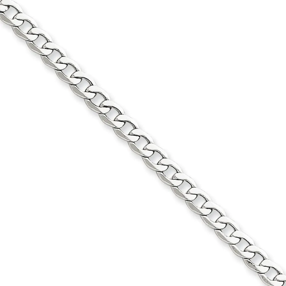 14k White Gold 3.35m Semi Solid Curb Link Chain